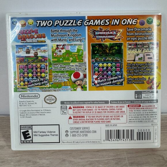 Puzzle & Dragons Z + Super Mario Bros Edition Nintendo 3DS Game Complete CIB - Picture 2 of 4